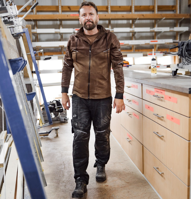 lederjacke, braun, jacke, arbeitskleidung, werkstatt