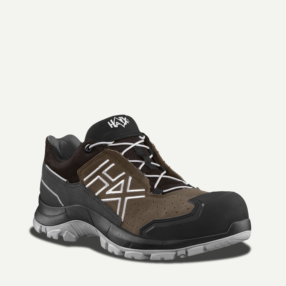 Schuh, Sneaker, Trail-Schuh, Leder, Grau-Schwarz