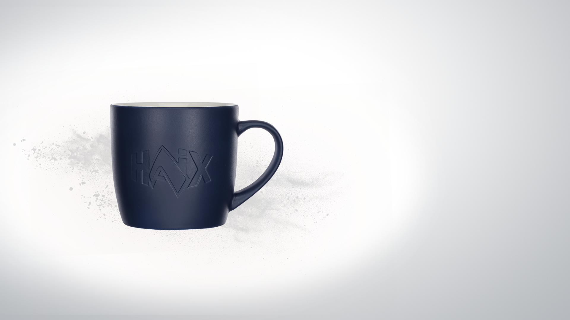 becher, kaffeetasse, keramik, marineblau, graviertesLogo