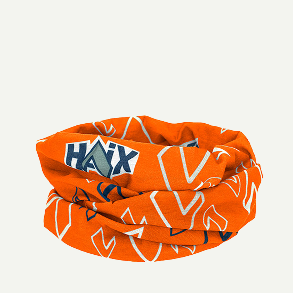 orange Schal, geometrisches Muster, Stoffschal, Röhren-Schal, Schal aus Stoff