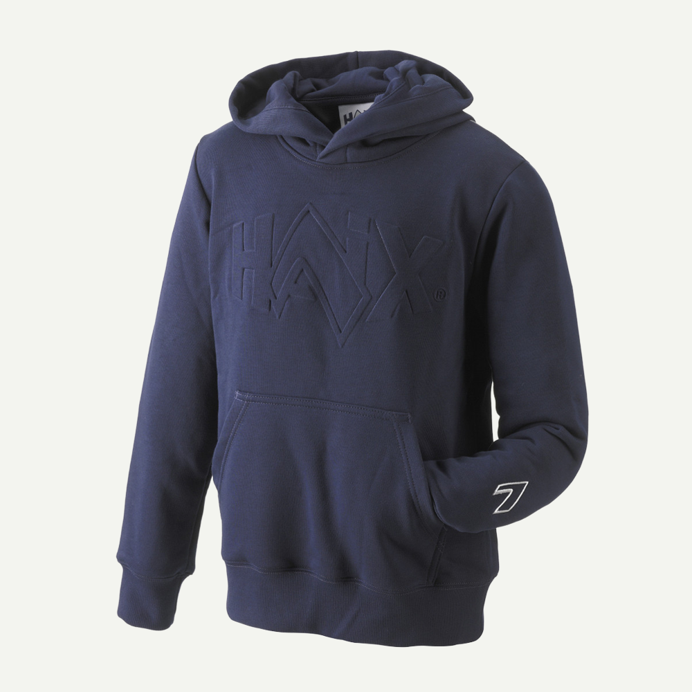 Hoodie, Navy, Pullover, Front-pocket, Prägesiertes Logo