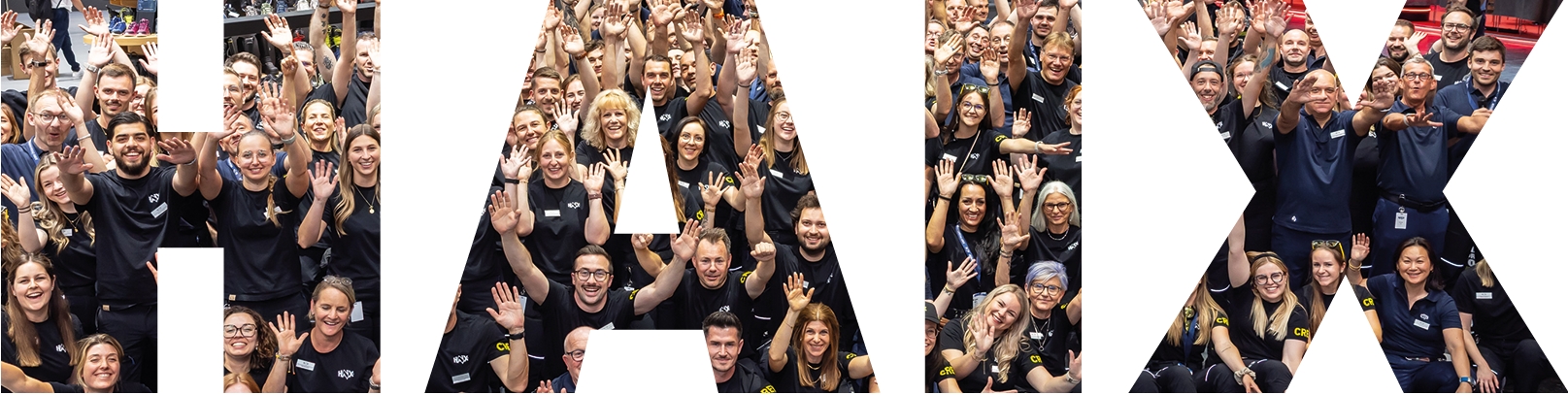 Gruppengruppe, Menschenmenge, Schwarz, T-Shirts, Namensschild