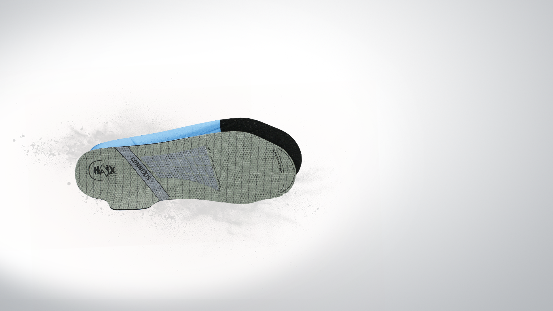 Schuhsohle, Gummisohle, Profilsohle, Grau, Blauer Rand