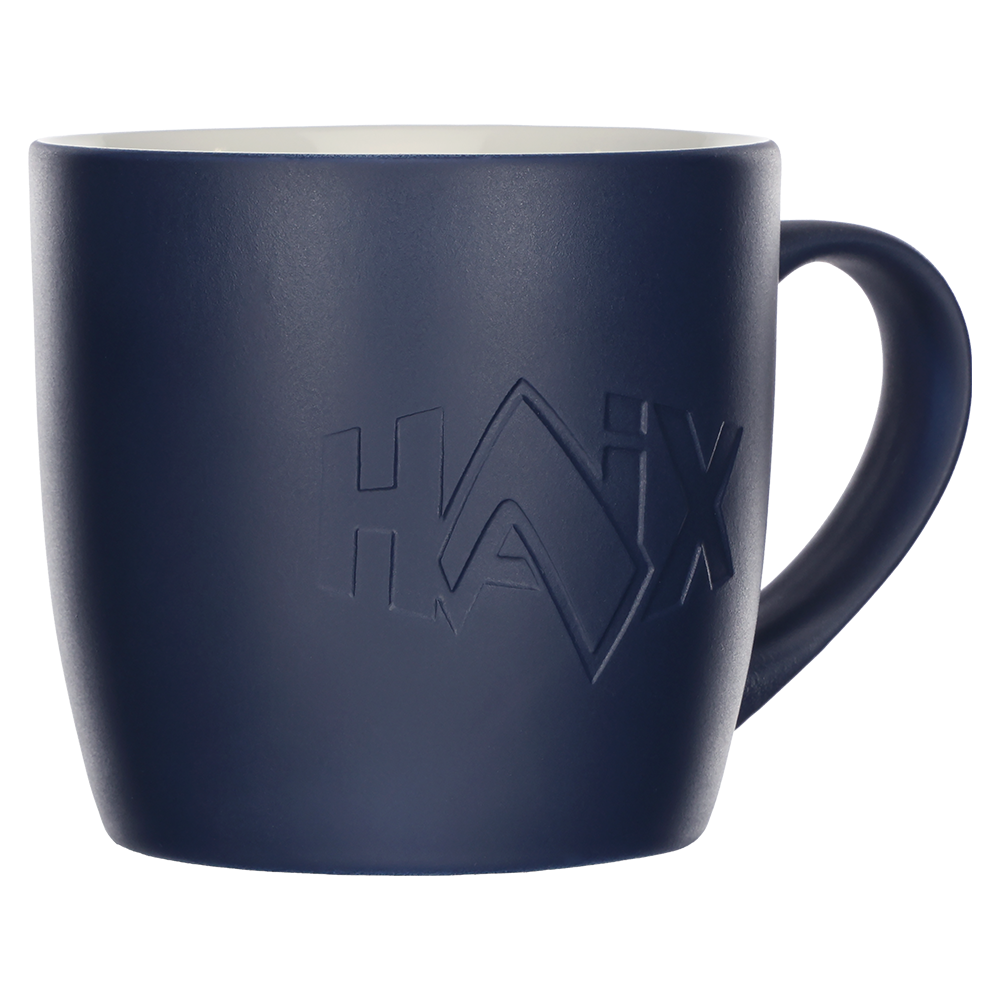 Mug, Tasse, Kaffeebecher, dunkelblau, embossed